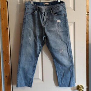 UNIQLO Japanese Fabric by Kaihara 34" Relaxed Skinny Cropped Blue Denim Jeans